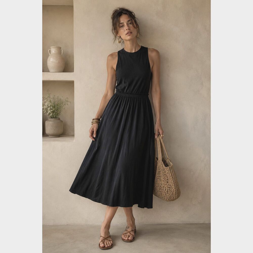 Daily Practice by Anthropologie Black Pullover Midi Dress  Women's Size Small